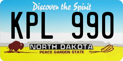 ND license plate KPL990