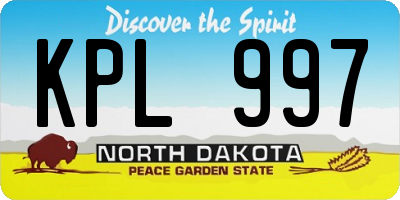 ND license plate KPL997