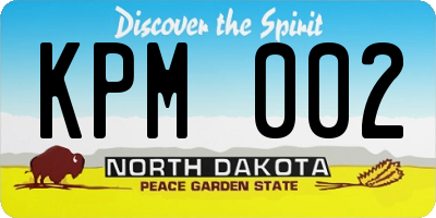 ND license plate KPM002