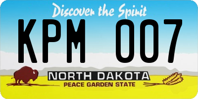 ND license plate KPM007