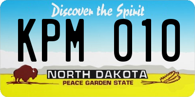ND license plate KPM010