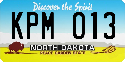 ND license plate KPM013