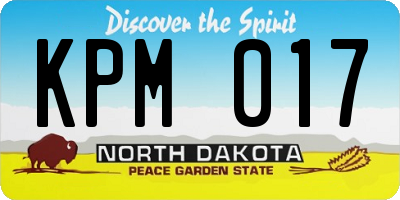 ND license plate KPM017