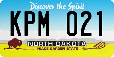 ND license plate KPM021