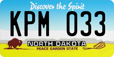 ND license plate KPM033
