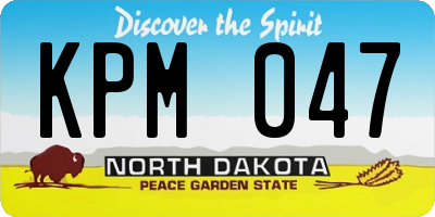 ND license plate KPM047