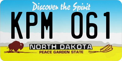 ND license plate KPM061
