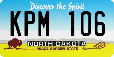 ND license plate KPM106