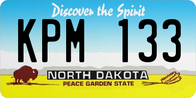 ND license plate KPM133