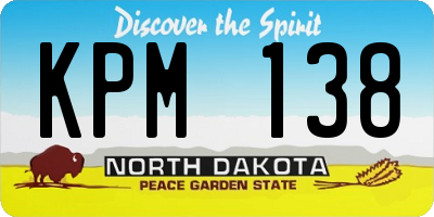 ND license plate KPM138
