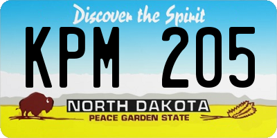 ND license plate KPM205