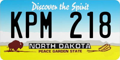 ND license plate KPM218