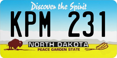 ND license plate KPM231