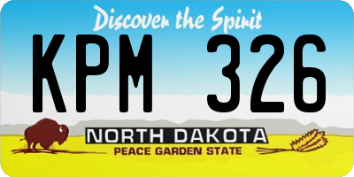 ND license plate KPM326