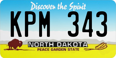 ND license plate KPM343