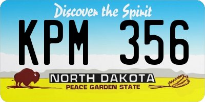 ND license plate KPM356