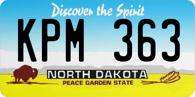 ND license plate KPM363