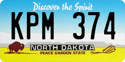 ND license plate KPM374