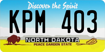 ND license plate KPM403