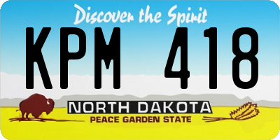 ND license plate KPM418