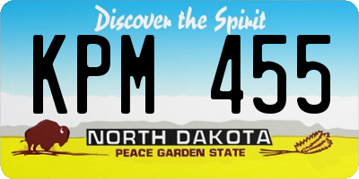 ND license plate KPM455
