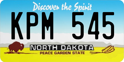 ND license plate KPM545