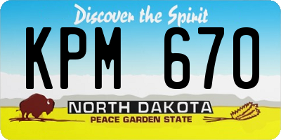 ND license plate KPM670