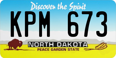 ND license plate KPM673
