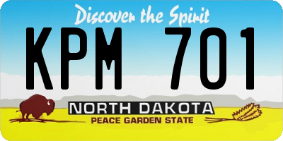 ND license plate KPM701