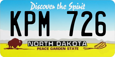 ND license plate KPM726