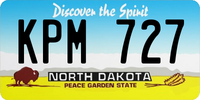 ND license plate KPM727