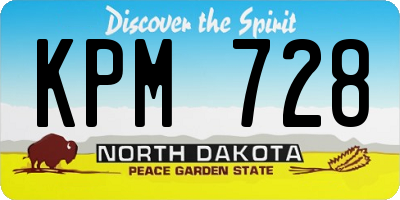 ND license plate KPM728