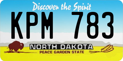 ND license plate KPM783