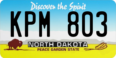 ND license plate KPM803
