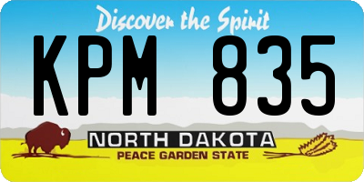 ND license plate KPM835