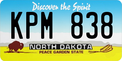 ND license plate KPM838