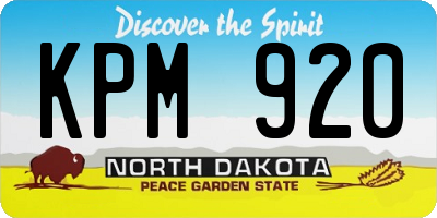 ND license plate KPM920