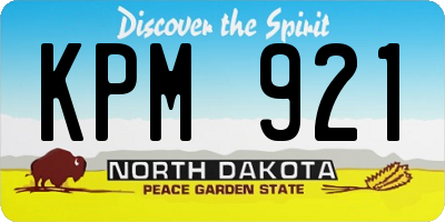 ND license plate KPM921