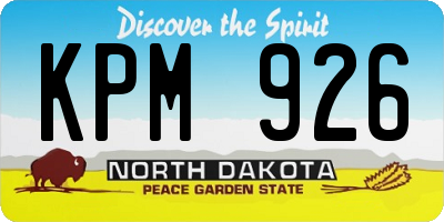 ND license plate KPM926