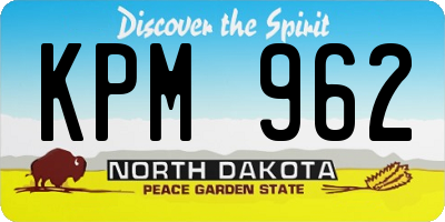 ND license plate KPM962