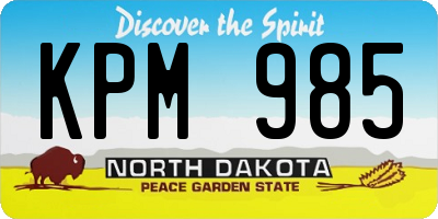 ND license plate KPM985