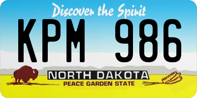 ND license plate KPM986