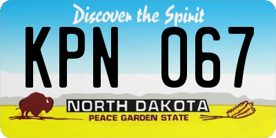 ND license plate KPN067