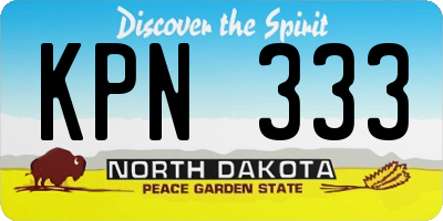 ND license plate KPN333