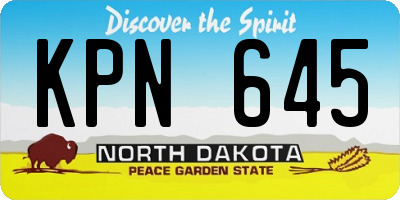 ND license plate KPN645