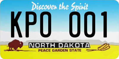 ND license plate KPO001
