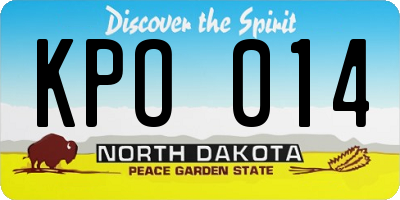 ND license plate KPO014