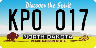 ND license plate KPO017