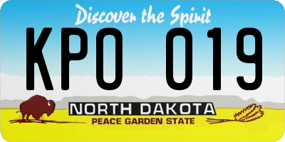 ND license plate KPO019