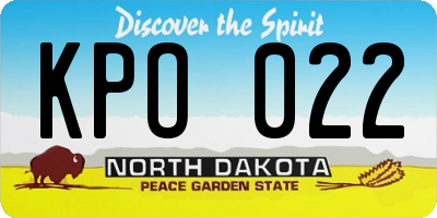 ND license plate KPO022